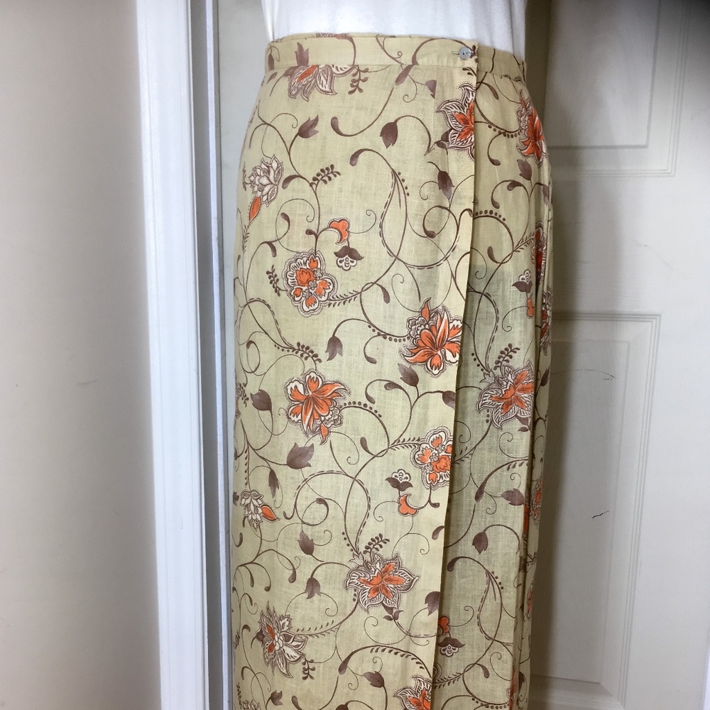 Laura Ashley linen wrap skirt, neutral colour, size US 8.